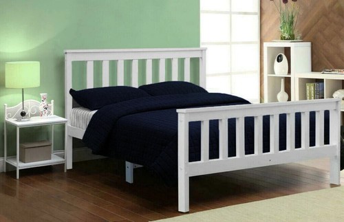4ft Bed Frame with Mattress Wooden Small Double White Pinewood Bedroom Furniture - Picture 11 of 40