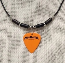 Helloween Band 25 Years Orange Pumpkin Logo Guitar Pick Necklace 