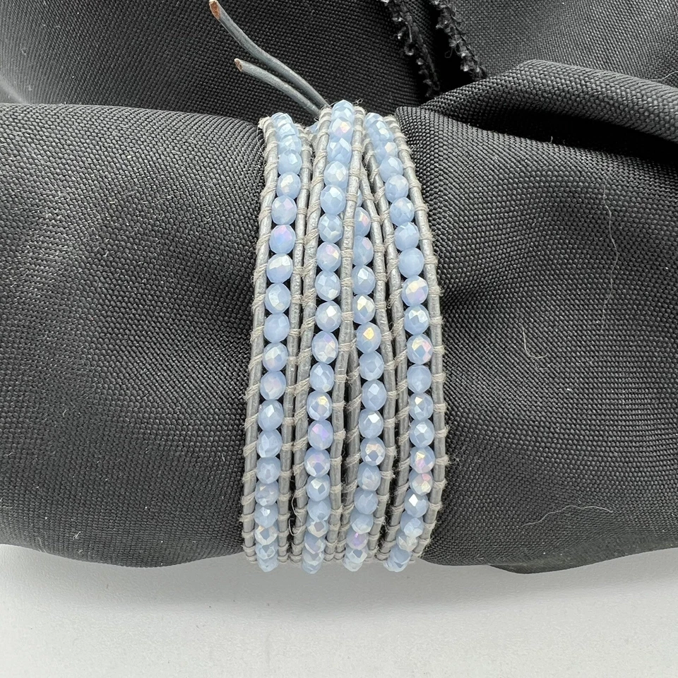 Pulsera envolvente Chan Luu cuero gris lavanda pálido 4 a 5 envoltura 32 pulgadas Foto 2 de 4