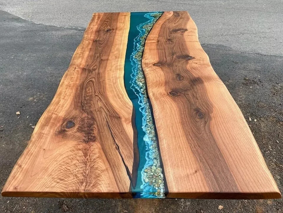 Epoxy Dining Table, Epoxy Resin Table Walnut Epoxy Table Top, Handmade Home Deco