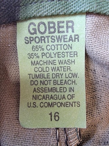 Gober Sportswear Woodland Camo Pants. Kids. Size 16. 26" Inseam. cargo pockets - Picture 3 of 4
