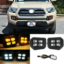 Fit 2016-2023 Toyota Tacoma 4-Eyes LED DRL Amber Turn Signal Lamps Fog lights