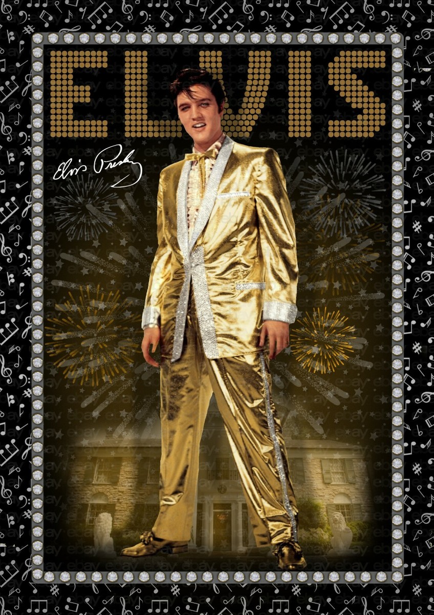 ELVIS PRESLEY - Gold Lamé Suit - ORIGINAL A4 PHOTO PRINT
