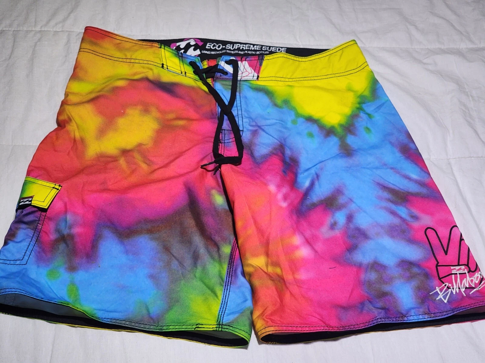 Vintage Supreme Eco Suede Billabong Tie Dye Board Shorts Mens 36