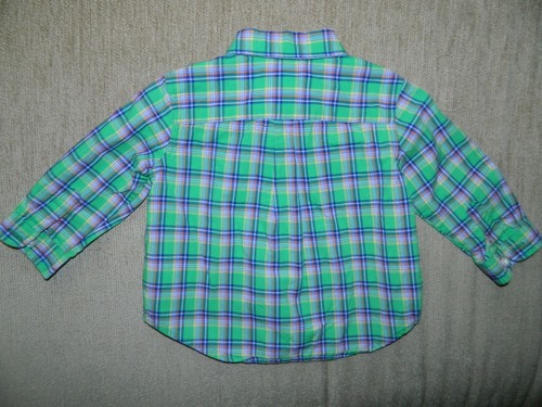 Boy's Ralph Lauren Green Plaid Button Down Shirt Size 6 Months - Picture 2 of 2