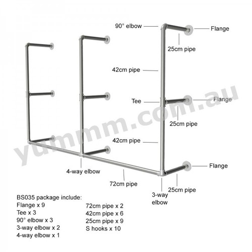Rustic Industrial Pipe Shelf Shelving Storage Wall Mount Bar Shop Display BS035 - Picture 2 of 5