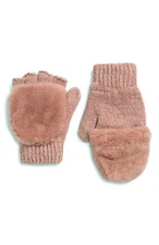 Capelli Girls Mauve Faux Fur Flip Chenille Mittens Fingerless Gloves One-Size