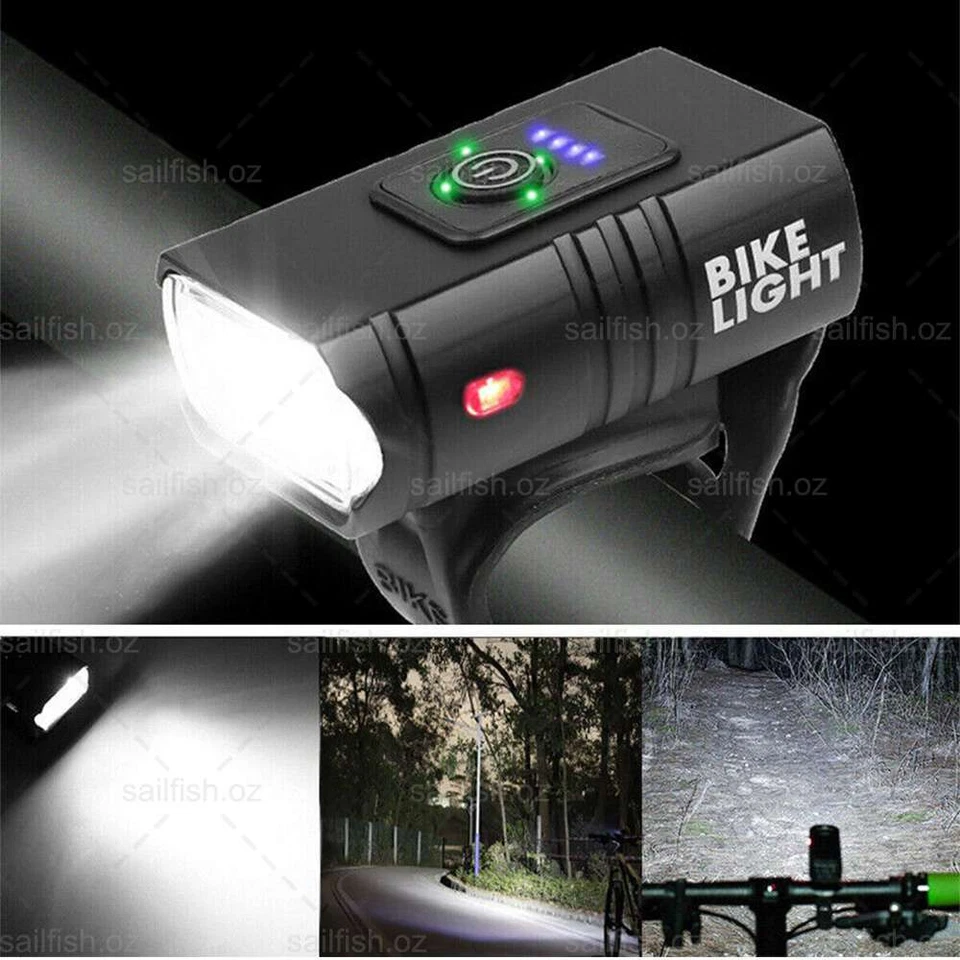Bike Light Set Rechargeable LED Bicycle Lights Waterproof Headlight Front Rear - image 4 of 4