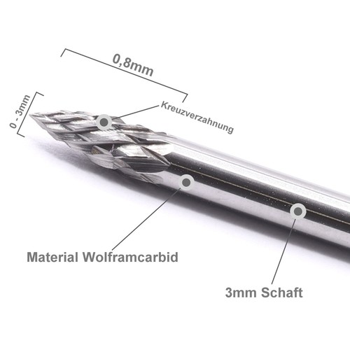 5x VHM Fräser 3mm Frässtift Raspel Gravur für Dremel Proxxon Multiwerkzeug - Bild 2 von 6