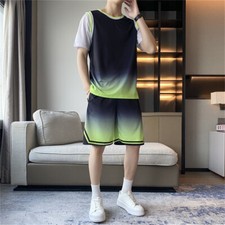 Mens Tracksuit 2-Piece Set Short Sleeve T Shirt Shorts Sweatsuit Outfit Set