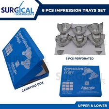 6 Pcs Pediatric PEDO Metal Dental Impression Tray set perforated Upper & Lower