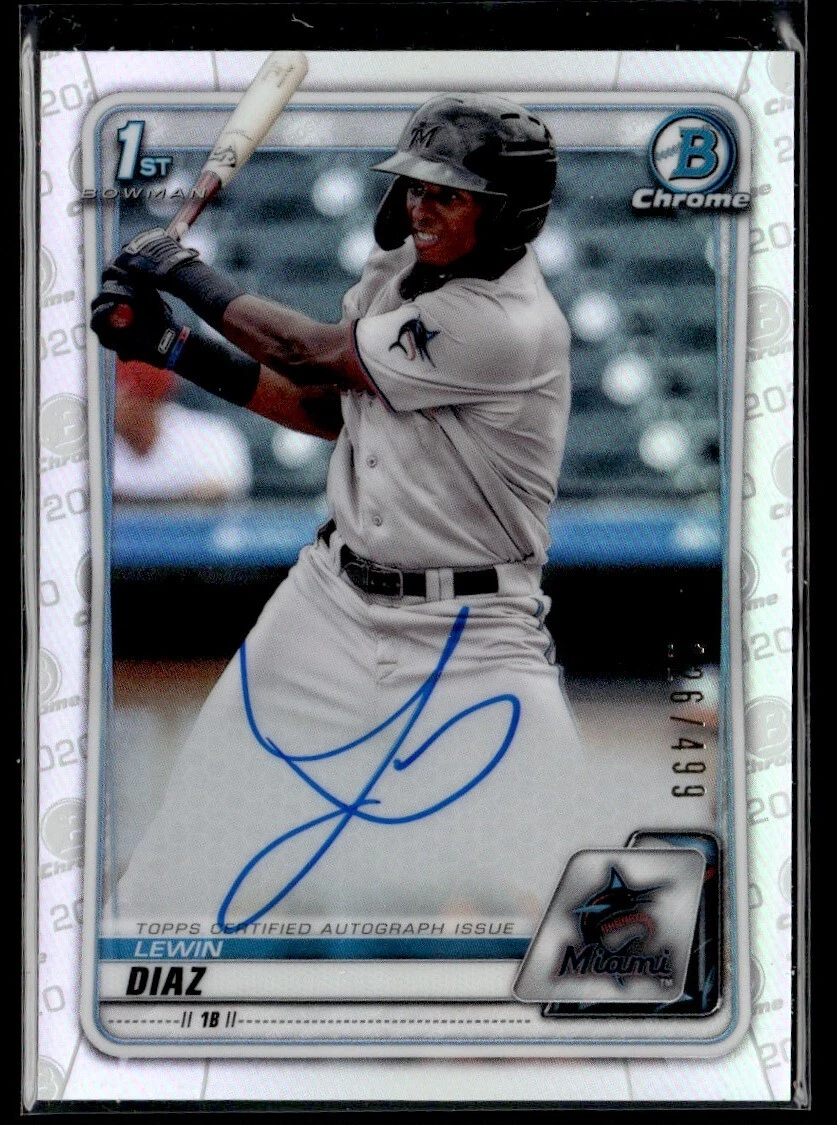 2020 Bowman Chrome Prospect Autographs Refractor Lewin Diaz Auto /499 Miami