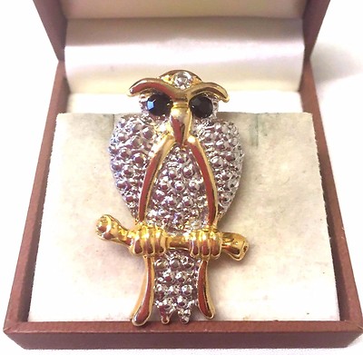 Vintage Schmuck entzückende und schöne große Eule figürliche Brosche Anstecknadel