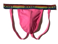 New 2(x)IST Mens Pink Cotton Jockstrap Underwear sz L 2xist Jock Strap Pride
