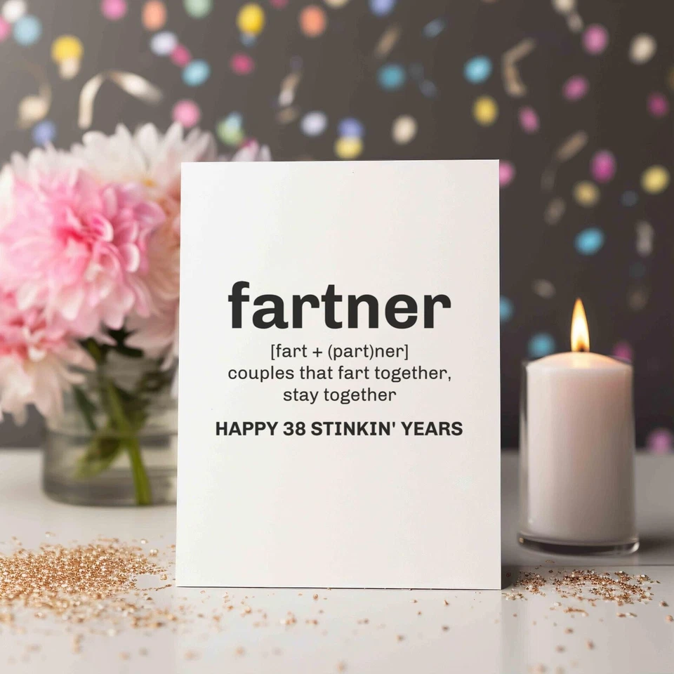 Funny 38th Anniversary Card, Card For Boyfriend, Girlfriend, wife, husband. - Image 3 of 4