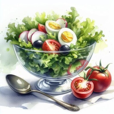 Salad - Watercolor (Digital Image)