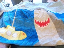 Pottery Barn Kids classic Beach Towel shark 32 X 64 mono Jenson New