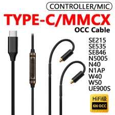 6N HiFi MMCX Earphone cable for SHURE SONY AKG Westone Beyerdynamic Mic Control