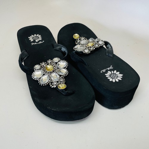 bling yellow box flip flops