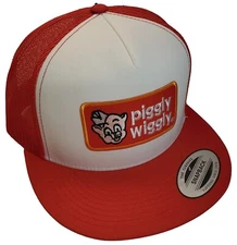 Piggly Wiggly Patch Trucker Hat Yupoong/YP Classic 6006 Snapback Red/White/Red