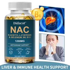 NAC N-ACETYL L-CYSTEINE & SELENIUM,B6, B12 1200MG ANTIOXIDANT SUPPORT