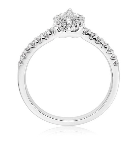 BEAVERBROOKS 18CT WHITE GOLD MARQUISE HALO 0.40ct DIAMOND ENGAGEMENT RING I½ - Picture 22 of 24