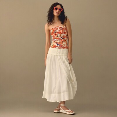 Anthropologie Maeve orange geblümtes Top mit abnehmbaren Trägern Größe M