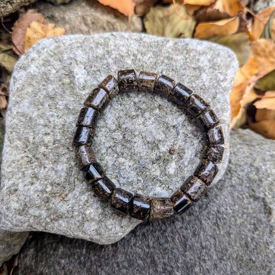 Браслет из натурального черного янтаря с большими бусинами бочонок ювелирные изделия для мужчин и женщин - Изображение 3 из 4