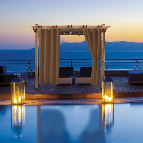 1/2 Stück Wasserdicht Outdoor Terrasse Vorhänge 52" Breit Sichtschutz Verdunkelung Pergola Schatten - Bild 109 von 124