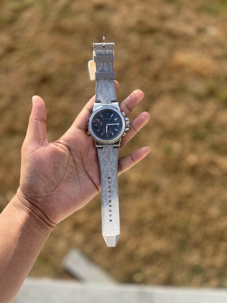Michael Kors Chronograph Pearl Gray PVC Watch | eBay display picture 2