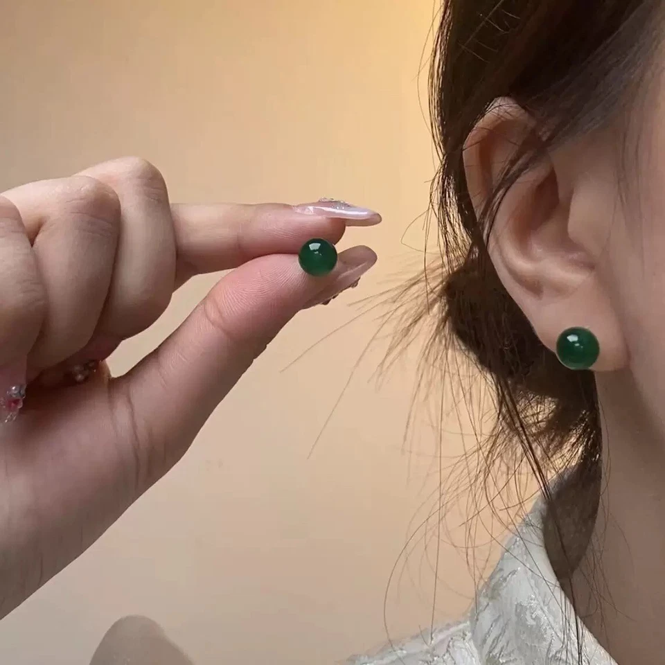 Pendientes de plata esterlina 925 perlas verdes mujeres damas joyería regalo Reino Unido Foto 4 de 4