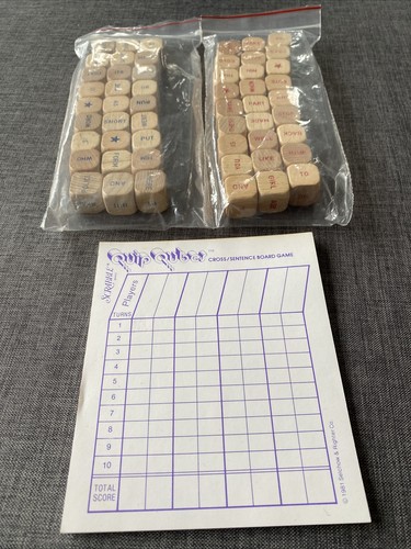 54 Vintage Quip Qubes Wooden Word Cubes Stars Score Pad Scrabble Sentence Cubes - Picture 4 of 5