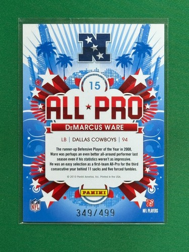 2010 Score Football DeMarcus Ware #15 All Pro Scorecard /499 - Picture 2 of 2