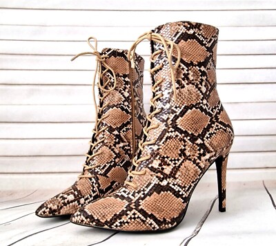 Halbhohe Damenstiefel modisch Schlangenmuster hoher schmaler Absatz Stiefel spitz zulaufend Schuh