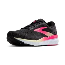 Brooks Women’s Ghost 16 Neutral Running Shoe - Black/Pink/Yellow - 8 Wide