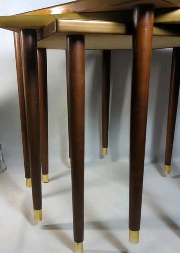 Set 3 Retro Mica Laminate Stacking Nesting Tables Mid Century Modern MCM Marble - Picture 4 of 15