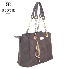 Bessie London Glamour Chain Shopper Bag Grey L: 34cm | H: 25cm | W: 16cm