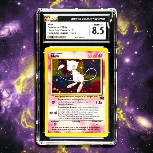 ✨ CGC 8.5 NM/MINT ✨ MEW PROMO BLACK STAR POKEMON LEAGUE #9 HOLO 🌀 SWIRL 🌀