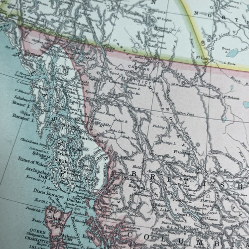 1910: Antique Map Of British Columbia Alberta Saskatchewan CS #66 Antiquarian - Picture 9 of 9