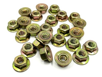 25 pcs 1/4-20 yellow zinc captured washer hex nuts Chevy Buick Cadillac Pontiac