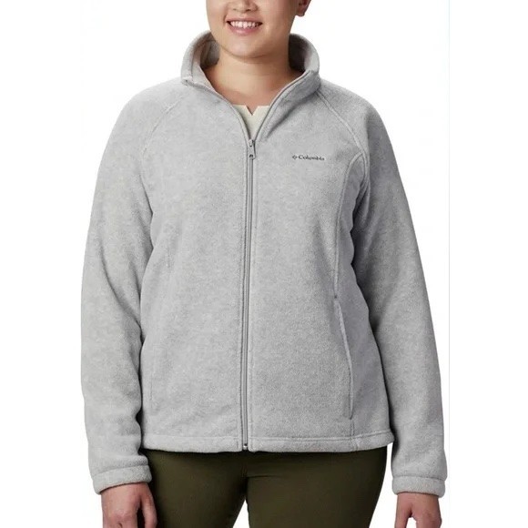 Columbia Women's Full Zip Fleece Jacket High Collar Pockets Grey XL