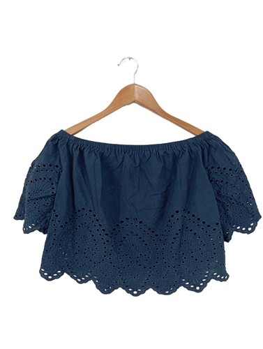 ABERCROMBIE & FITCH Blusa alla Carmen Donna Camicetta a blusa Taglia IT 38 blu - Foto 2 di 5