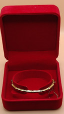 9ct Gold Bamboo Style Bangle with safety chain 