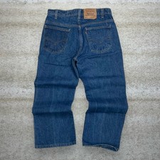 Vintage 90s Orange Tab Levis Jeans 517 35x26 Bootcut Flare Dark Wash Made in USA