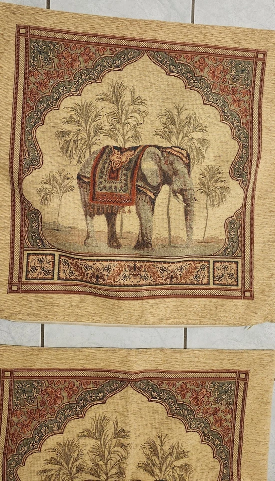 Par De Fundas De Cojín Grandes Estilo Tapiz Elefantes BONITAS 66cm X 66cm De Colección Foto 4 de 4