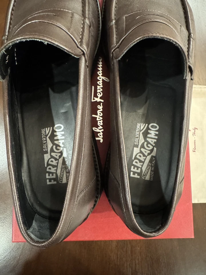 Salvatore Ferragamo Hombre Mocasines Cuero Marrón Medio Talla 10.5 EE Foto 2 de 4