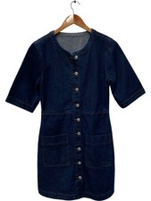 Unbranded Denim Button-Up Knee Length Dress Size S 1 PVT001