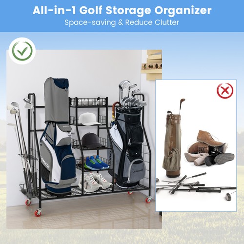 Golf Bag Storage Organizer, Heavy Duty Metal Double Golf Bag Storage Rack - Picture 8 of 9