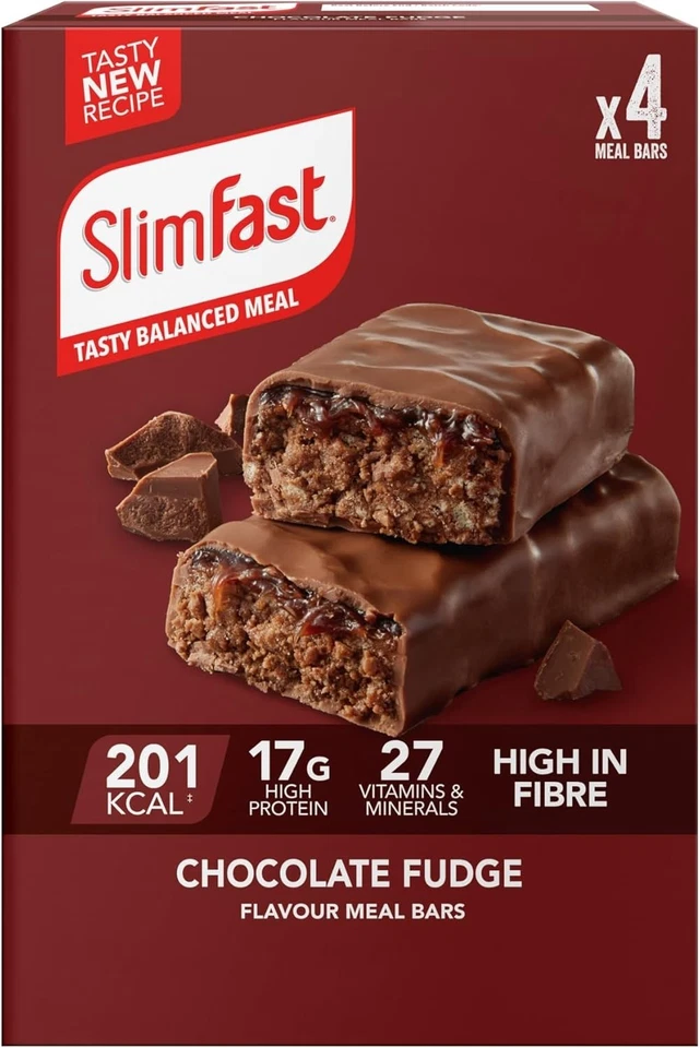 Slimfast Chocolate Fudge Meal Replacement Bars 4 x 60g Foto 4 de 4