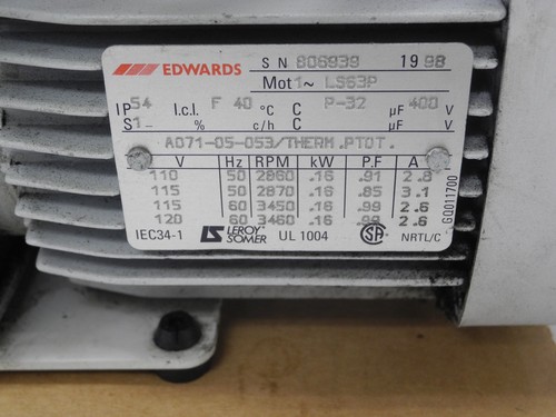 AGILENT EDWARDS G1099-80023 115V 2 STAGE ROTARY VANE VACUUM PUMP E2M1.5 - Picture 8 of 8
